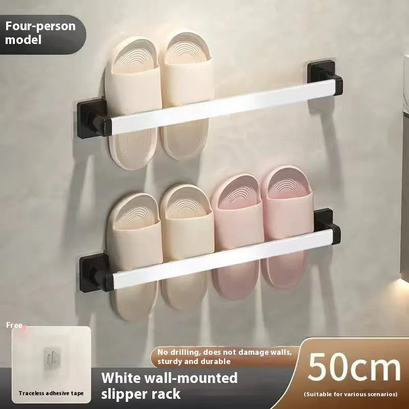 Nordic style wall mounted bathroom slipper rack with seat function in black finish