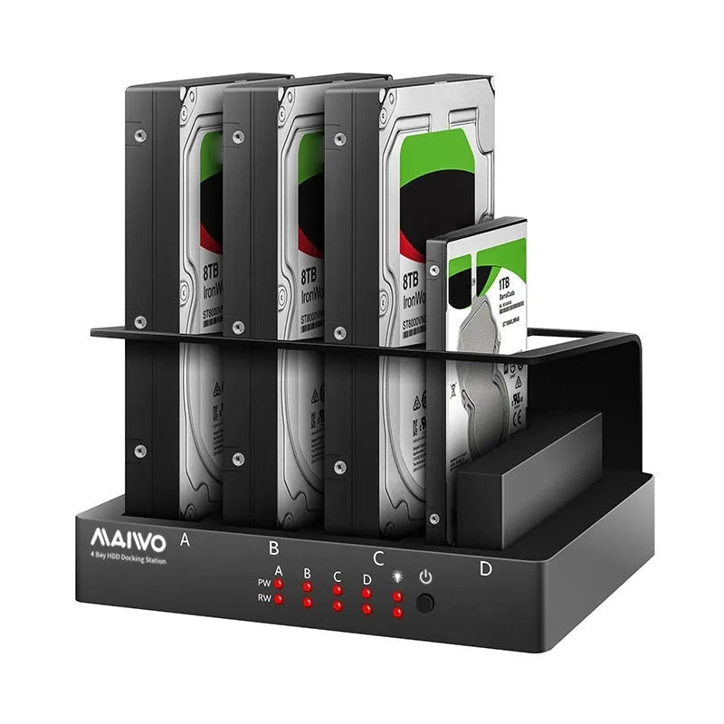 Four-bay 2.5 inch external hard disk docking station with cables and drive brackets