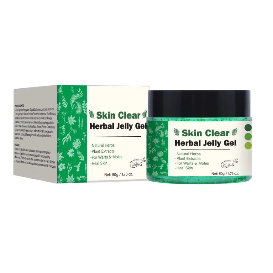 Clear herbal gel in 50g container for body care skincare