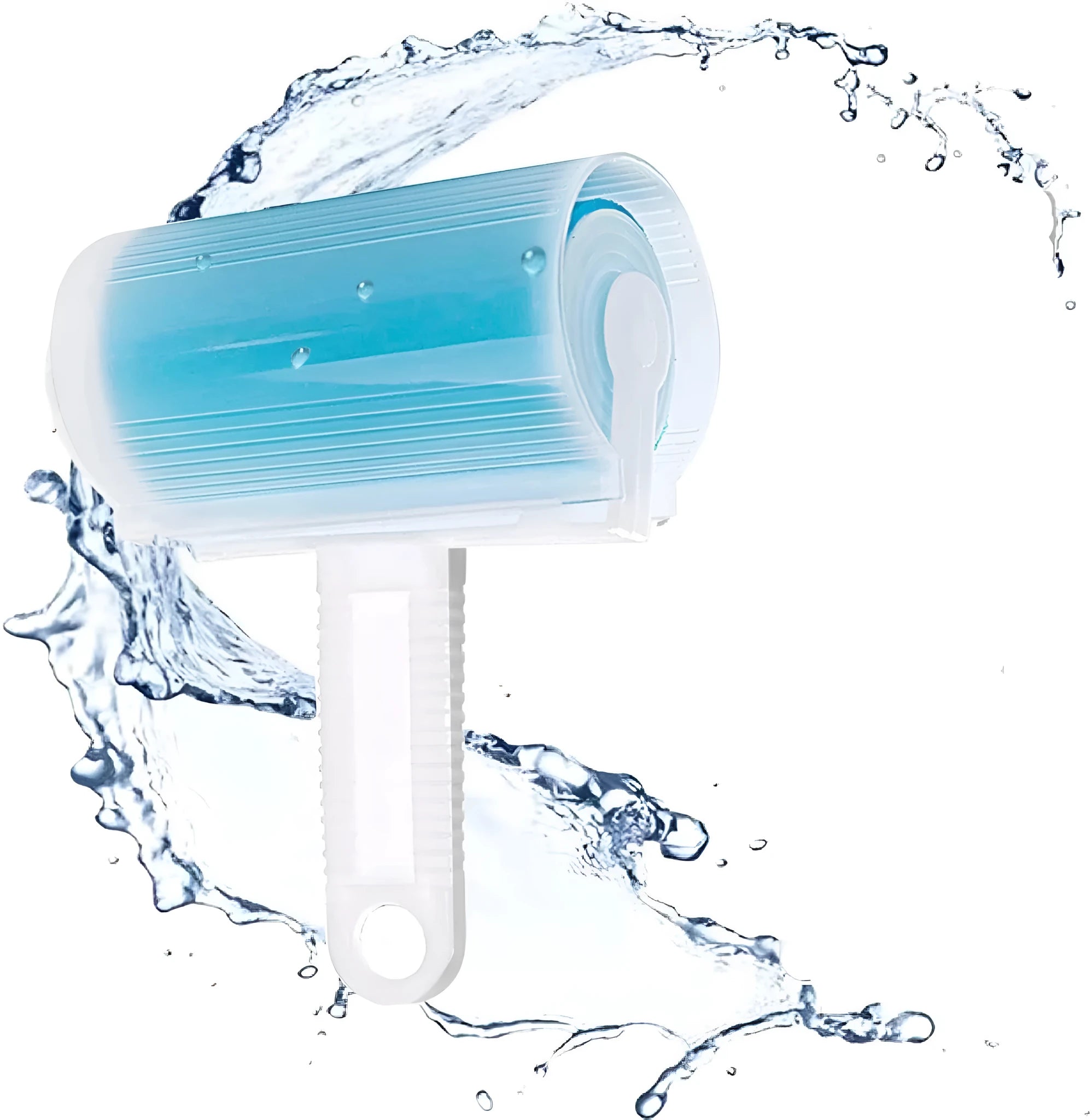 Blue washable reusable lint roller with cover for removing pet hair from clothes