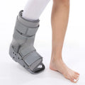 Grey achilles tendon rehabilitation boot with adjustable aluminium support plate
