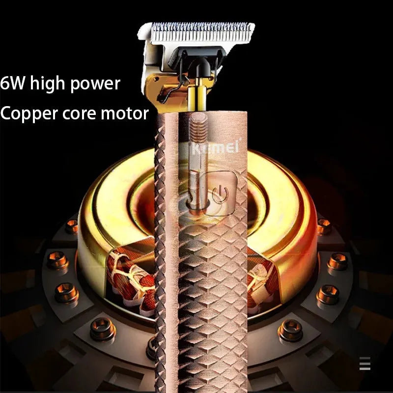 Diamond mesh engraving body LC digital display high power oil head trim hair clipper in bronze finish
