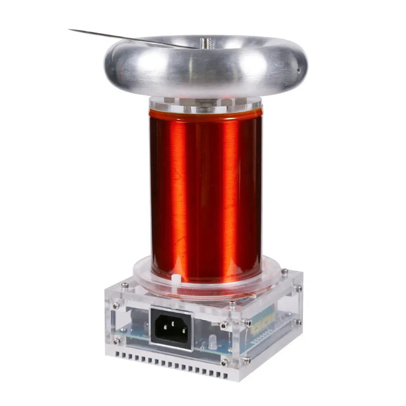 Music Tesla Coil Driver Board with controller, cables, and metal thimble for 20m arc generation.