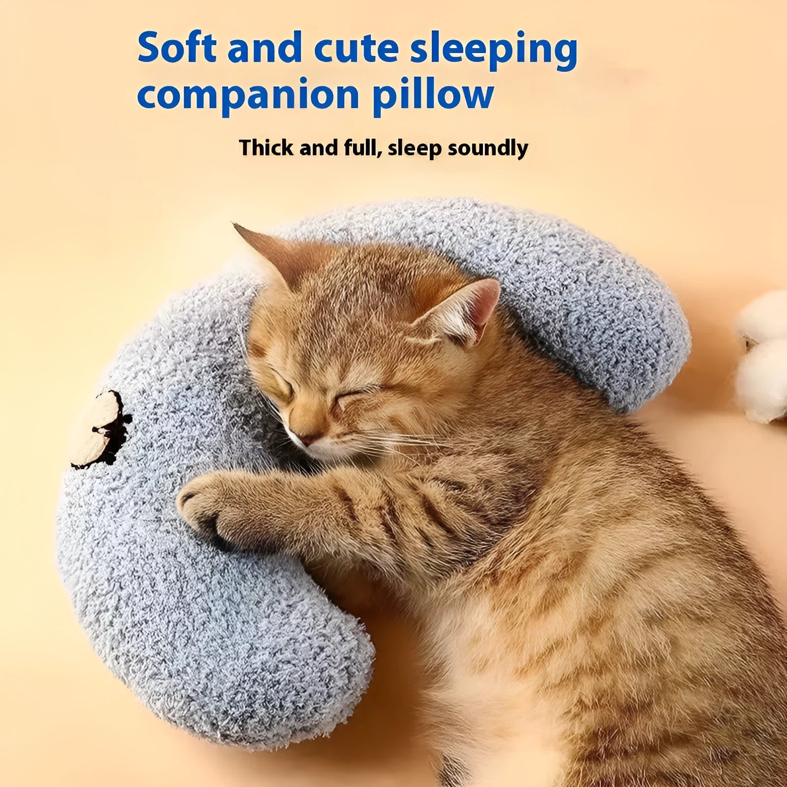 Cat sleeping mat with U-shaped neck protection pillow in blue question mark design