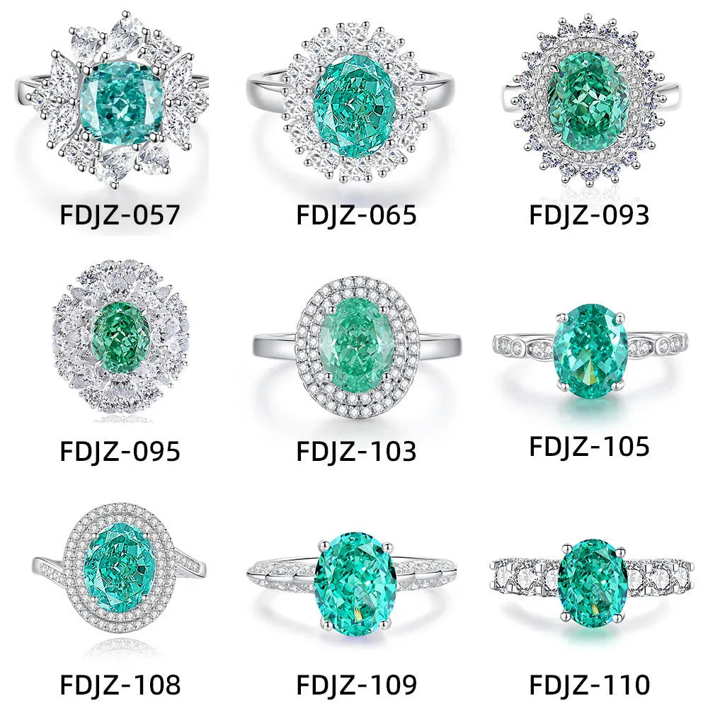 Women's S925 silver emerald ring with palaibahao inlaid high carbon diamond design in geometric shape