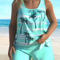 Women's plus-size split-front swimsuit in a brief style on a model