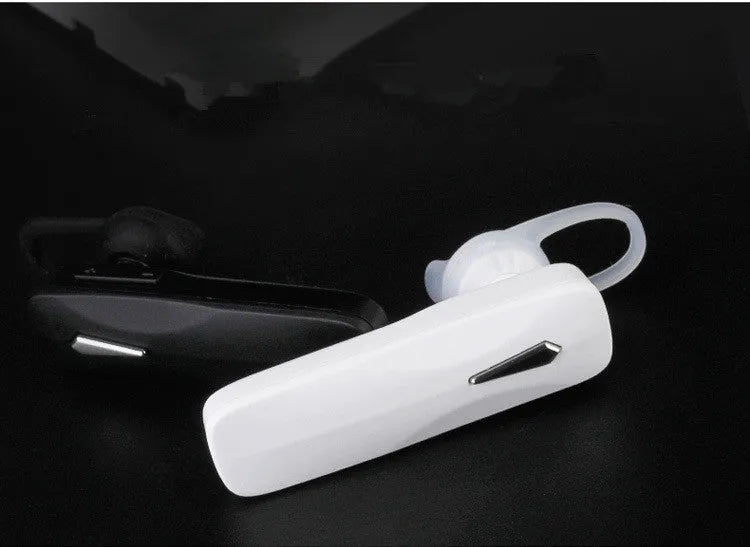 M163 black and white in-ear car Bluetooth headset for hands-free calling and music control.