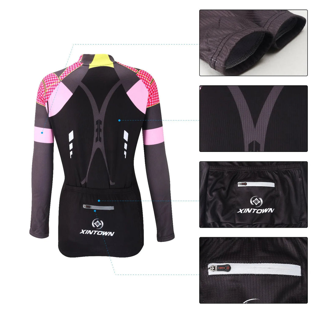 Women's long sleeve cycling jersey in blue wisp colour, 100% polyester mesh fabric, sport close cut