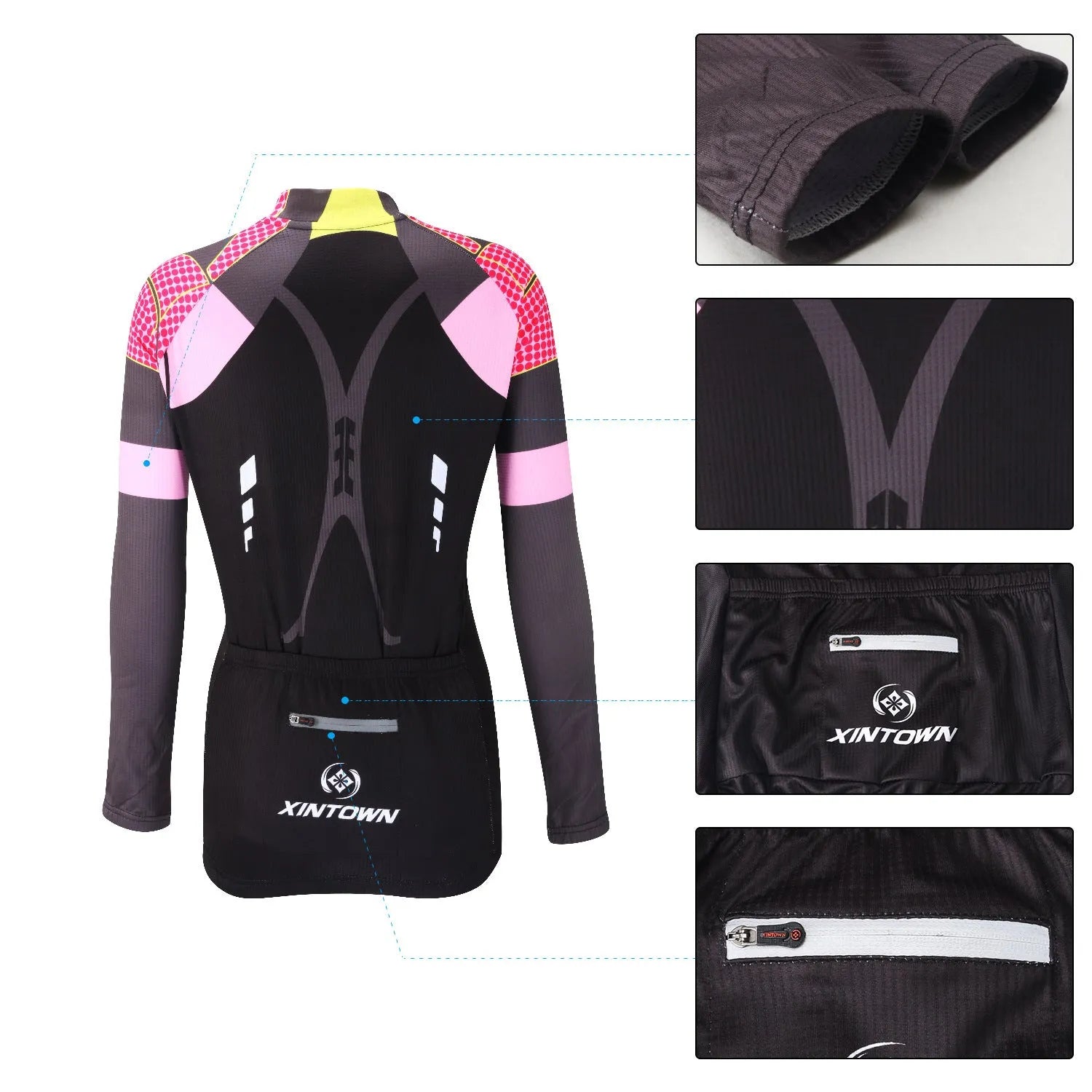 Women's long sleeve cycling jersey in blue wisp colour, 100% polyester mesh fabric, sport close cut