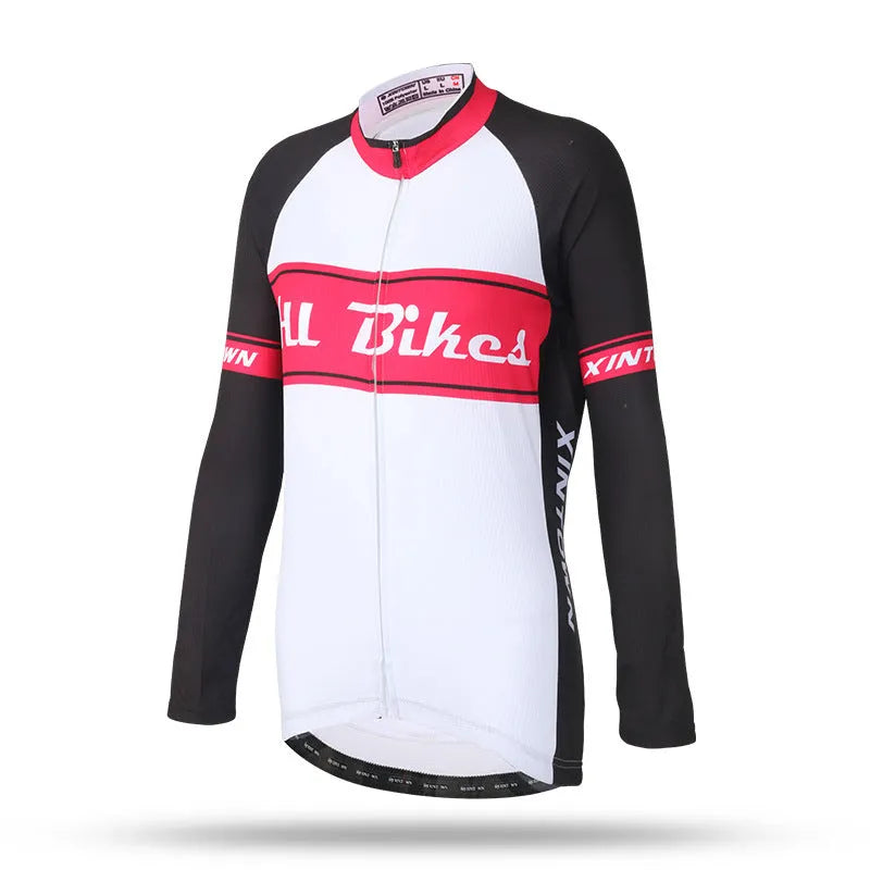 Women's long sleeve cycling jersey in blue wisp colour, 100% polyester mesh fabric, sport close cut