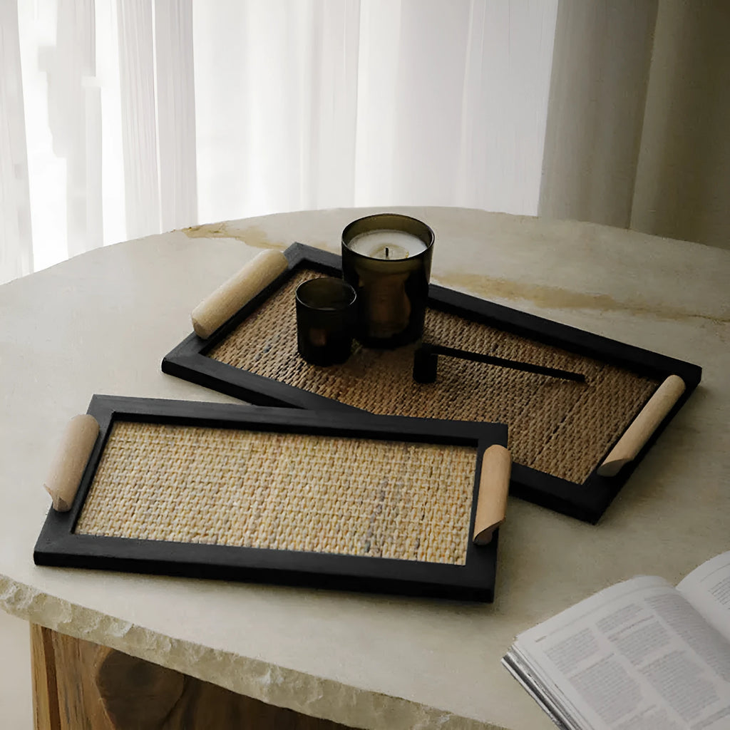 Pine wood dining tray with storage compartments in elegant house tray design