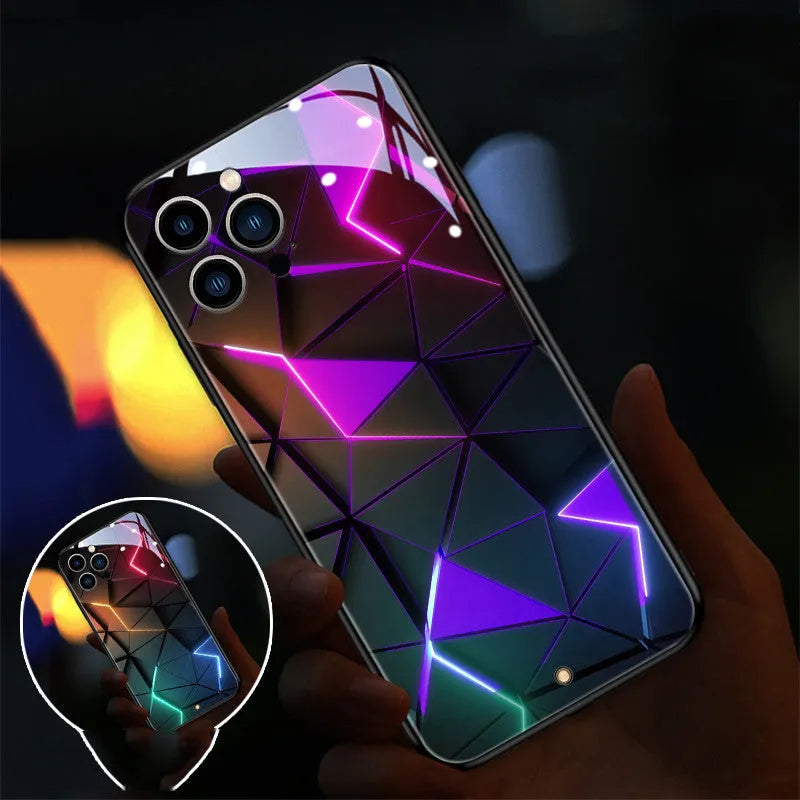 Xpress 14 tempered glass mobile phone case with light-up notification feature for iPhone.