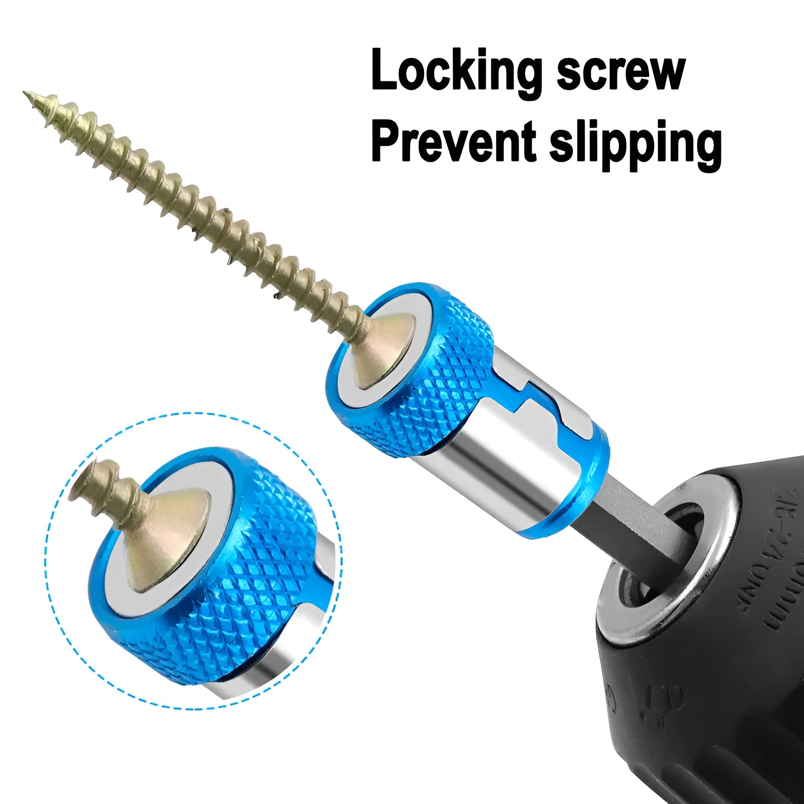 Light blue magnetic slotted screwdriver bit with high carbon steel construction