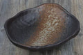 Creative Japanese style coarse pottery sashimi bowl with irregular shape and floral decoration
