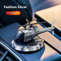 Metal solar helicopter car air freshener with rotating blades in silver, black, or blue colours