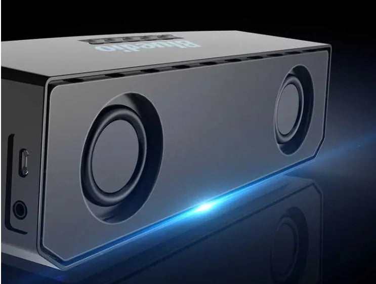 Black BS-6 Bluetooth smart speaker with 52mm drivers and compact 227x68x74mm dimensions
