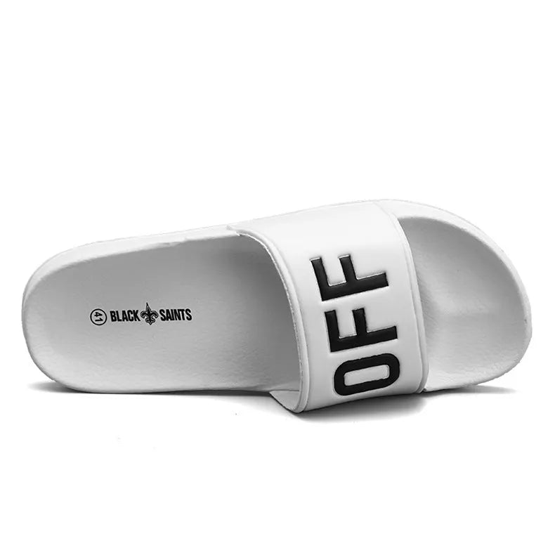 Men's large size open-toe slippers with rubber sole in black and white colour options
