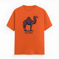 Orange cotton loose fit short sleeve t-shirt with round neck
