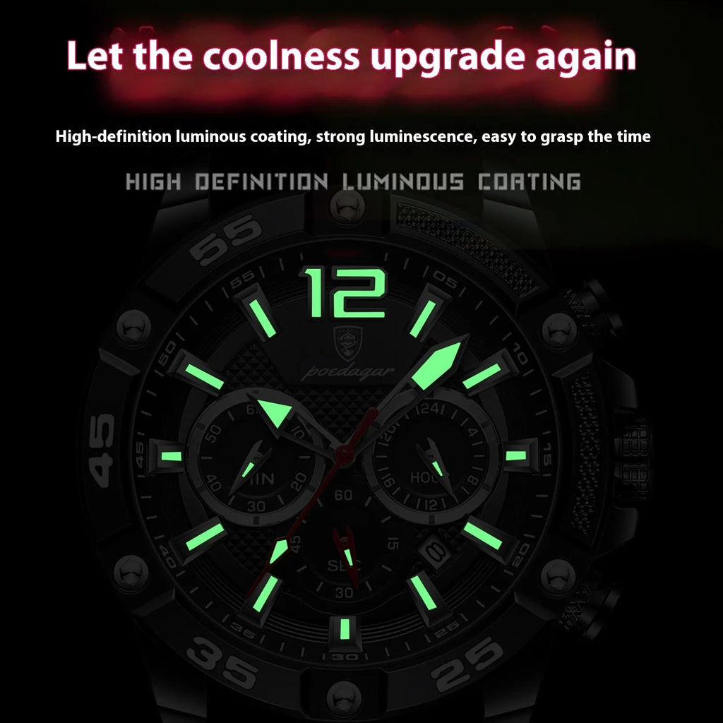 Men's quartz watch with black shell and blue silicone band, 8mm thickness, 912 series casual style