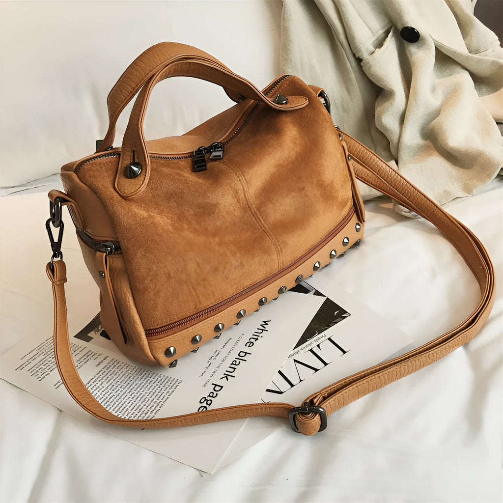 Soft PU women's casual tote shoulder bag with zip closure and shoulder straps