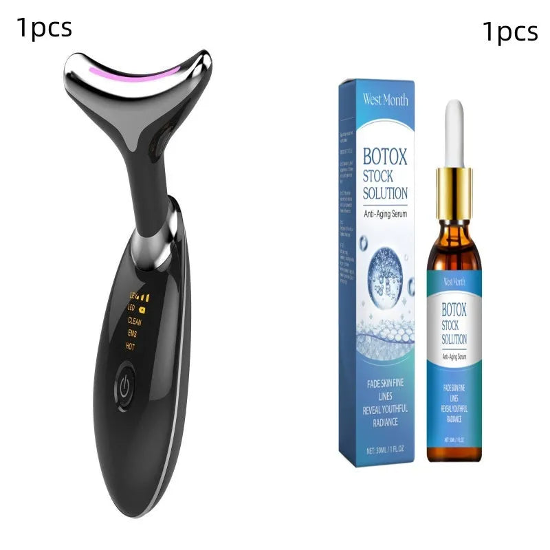 EMS thermal neck lifting massager with LED lights and silicone contact points for facial skincare