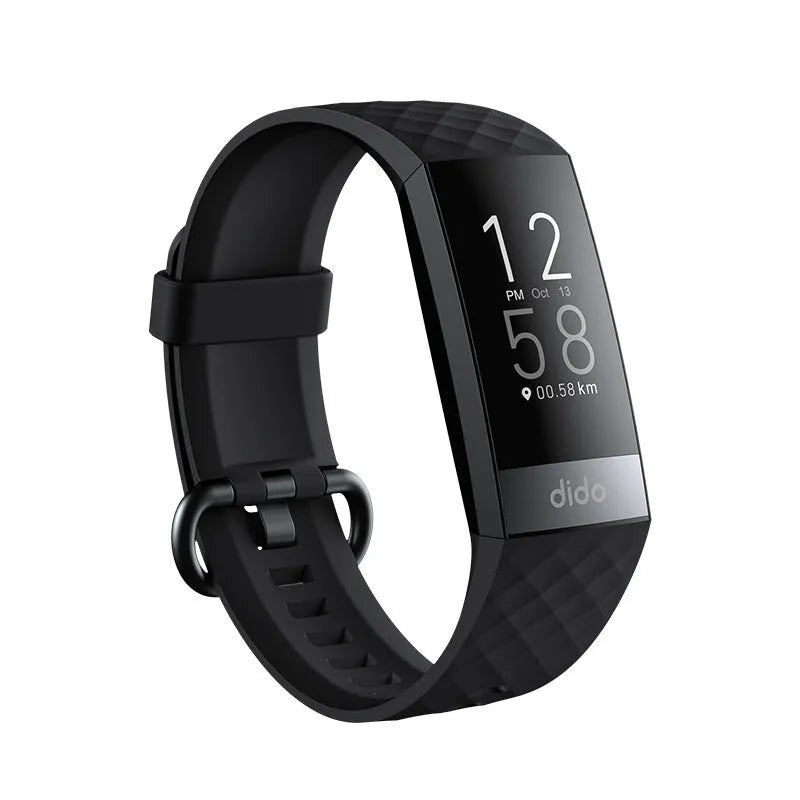 Y6 Black smart bracelet with 1.1-inch screen displaying health metrics including blood pressure and ECG