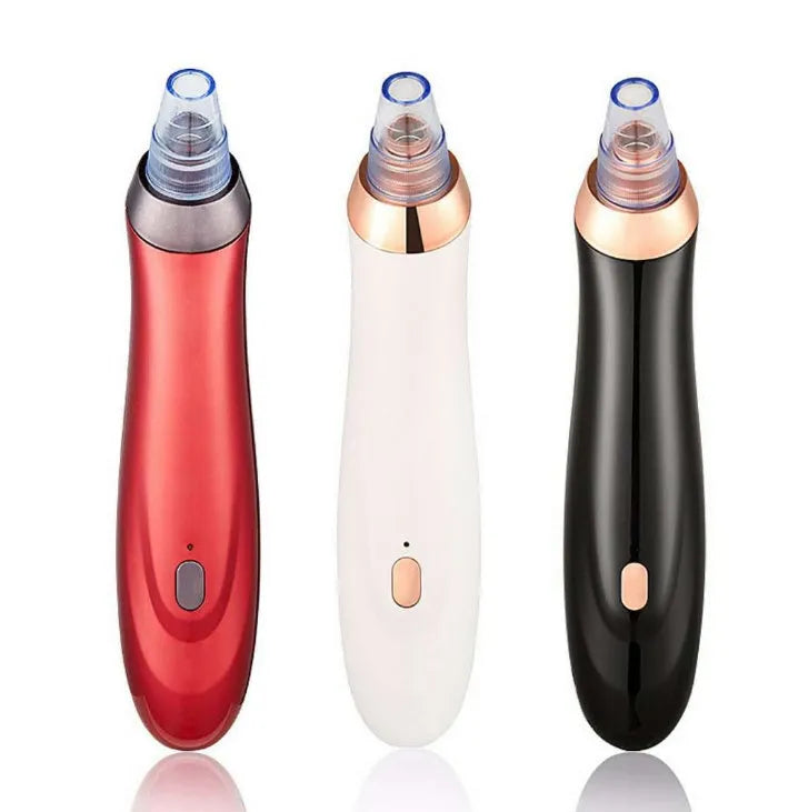Black, gold, red or white electric blackhead extractor with vacuum suction nozzles