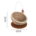 Large integrated cat scratching basin and nest with sisal rope scratching surface and flannel bed in starlight pattern