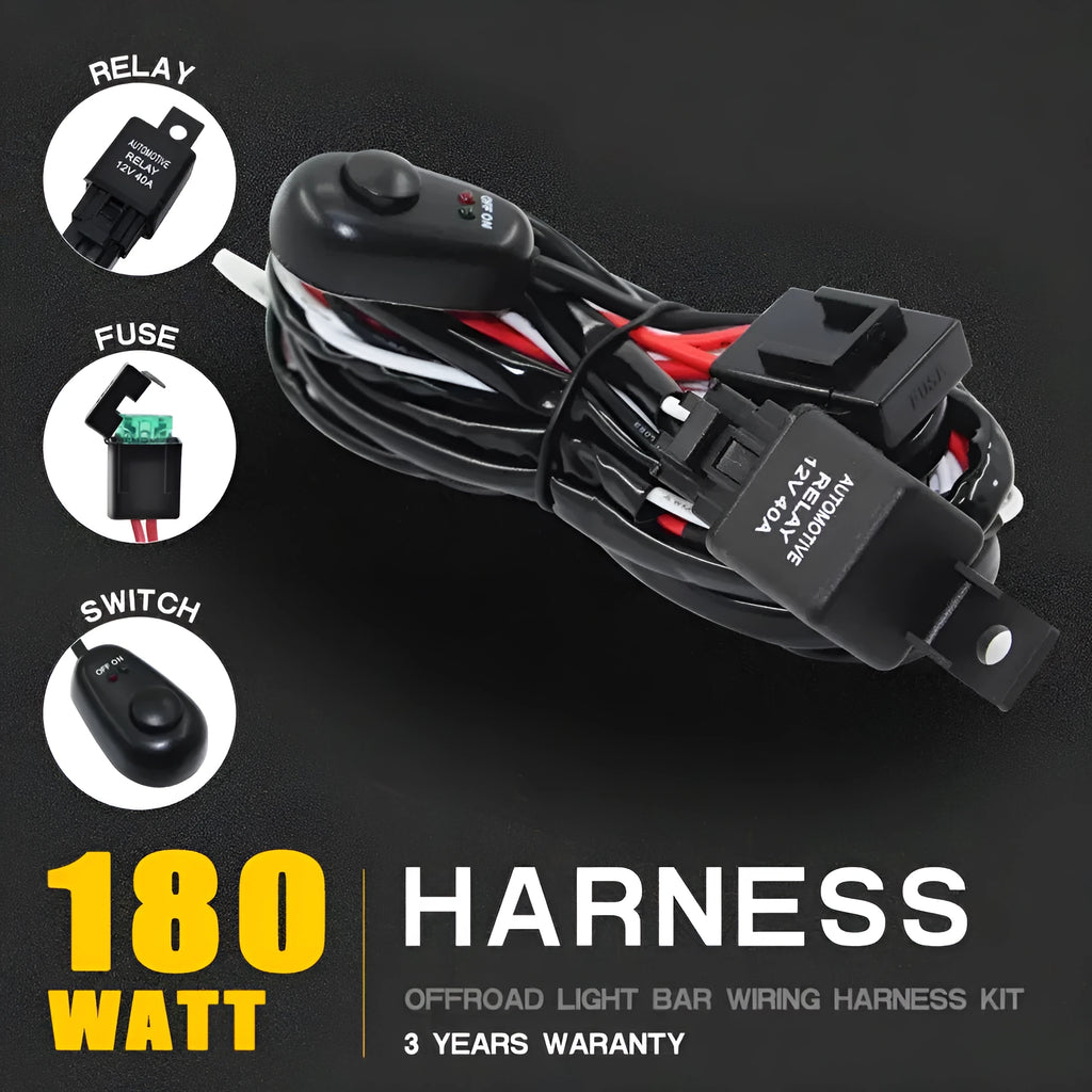 LED roof spotlight wiring harness with 2 metre silicone cable and one drag two connections