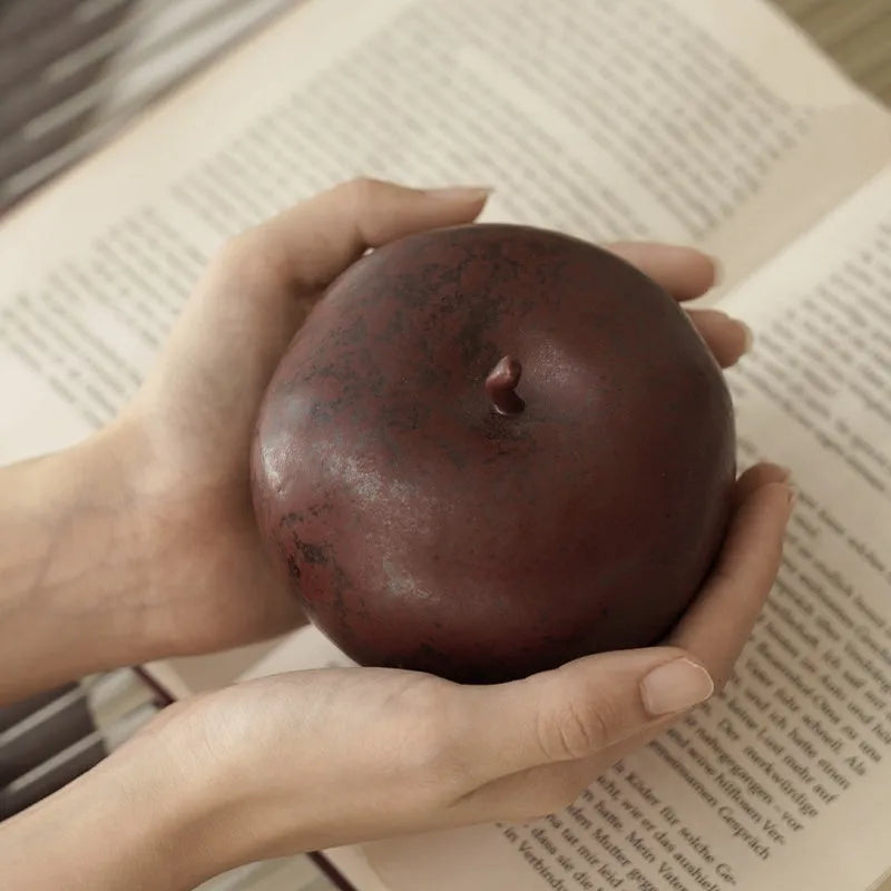 Retro Chinese-style ceramic apple desktop ornament in large and small size options.