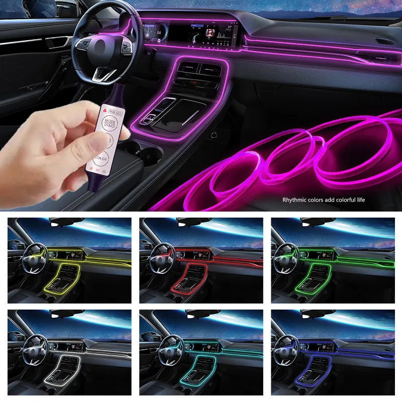 Car interior light strip USB wireless RGB MMS fibre optic 1-5 metre manual control 20 colours 22 dynamic modes