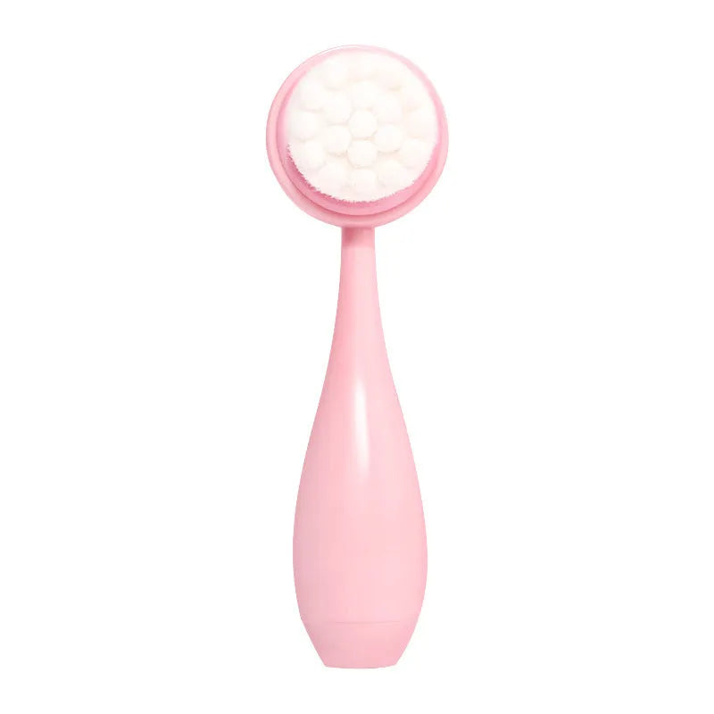 Facial brush and coral fleece hair band set in multiple colours including purple, gray, white, and pink