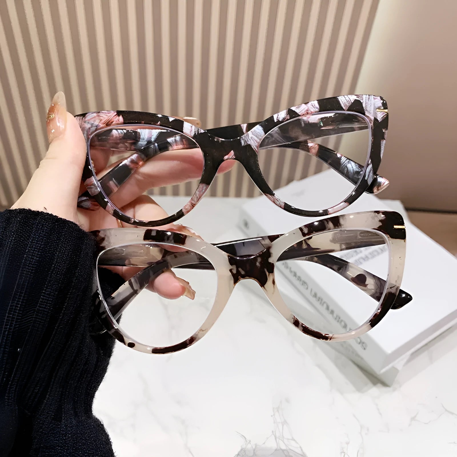 Women's large frame cat's eye presbyopic glasses with dragon and phoenix decorations in multiple colour options