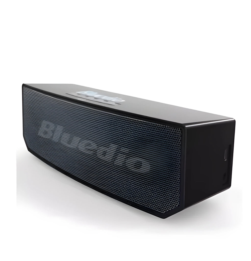 Black BS-6 Bluetooth smart speaker with 52mm drivers and compact 227x68x74mm dimensions