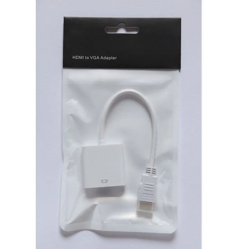 Black HDMI to VGA converter adapter cable, 0.3 metres long, with male HDMI and female VGA connectors.