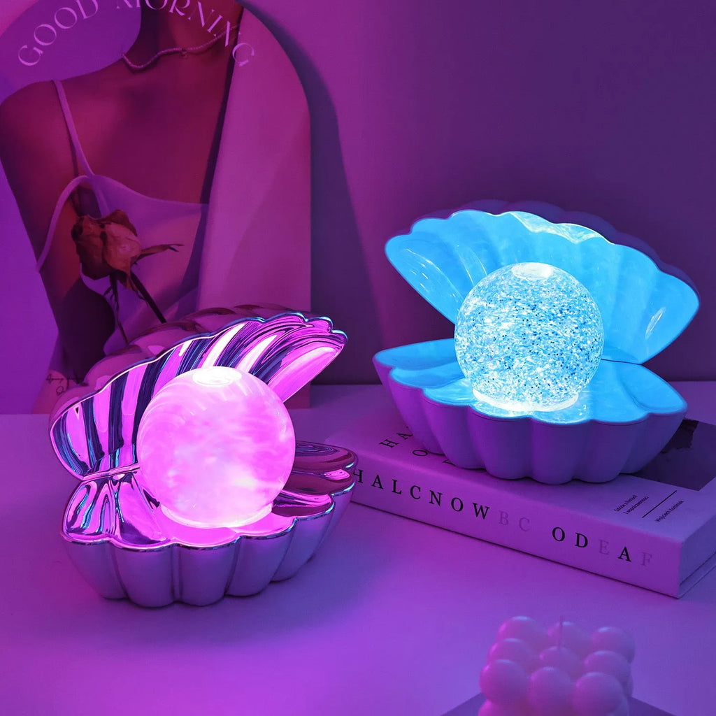 Shell-shaped small night lamp with neon lighting in three colour options