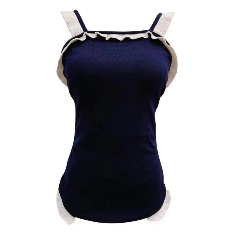 Conservative one-piece swimsuit for women in nylon fabric with modest coverage and traditional styling