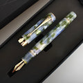 Deep bath green metal pen showing three tip options: 0.5mm F, 0.7mm M, and 1.0mm graphic art