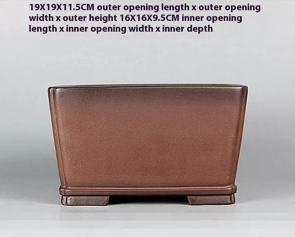 Brown handmade antique purple clay flower pot measuring 19x19x11.5 cm