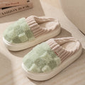 Plaid pattern women's plush indoor slippers with anti-slip soles in multiple colour options