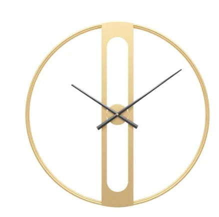 Round metal wall clock with a 50cm diameter face in a choice of black or gold colour.