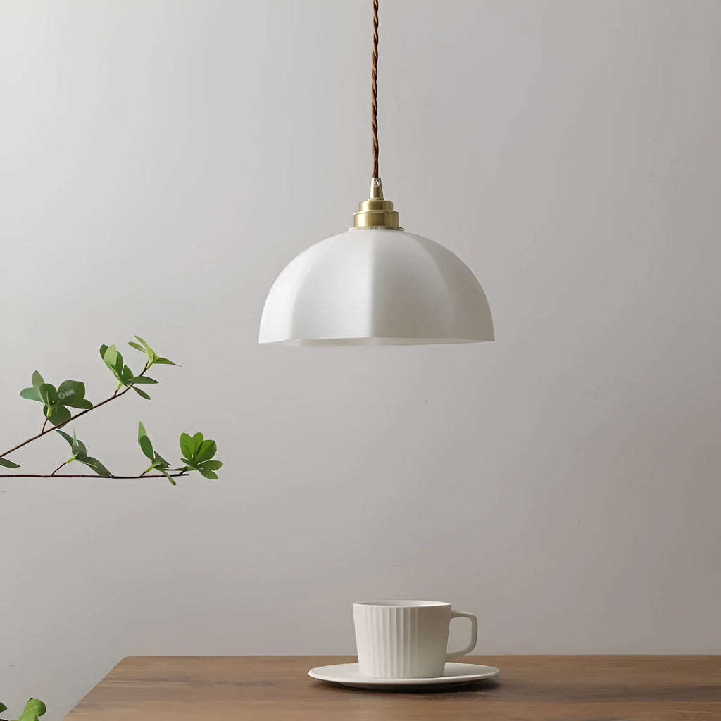 Small brass bedside droplight with copper glass shade in Chinese style