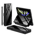Samsung Galaxy Z Fold5 folding screen phone case in creative flip glass style with imitation leather finish, multiple colours shown