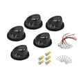 Five GR-series LED roof cab lights with yellow, transparent, and smoked black lenses on rubber bases.