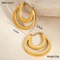Geometric French earrings with round ring design in gold plated 18K stainless steel for women