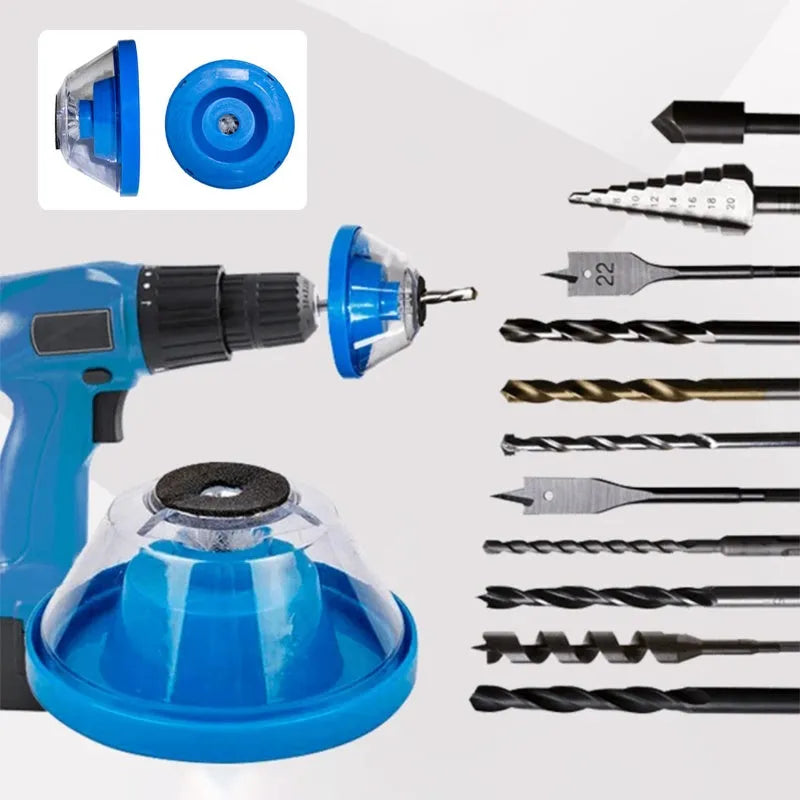 Blue plastic electric hammer dust cover accessory for drilling debris collection.