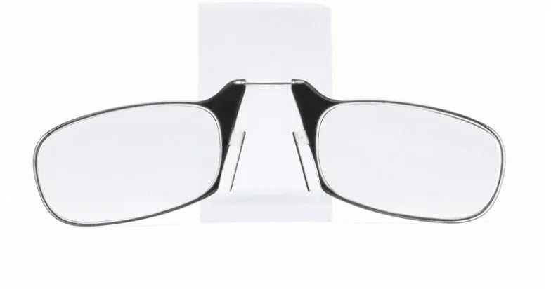 Unisex legless nose clip reading glasses attached to mobile phone, with ultra-thin case, six frame colours available