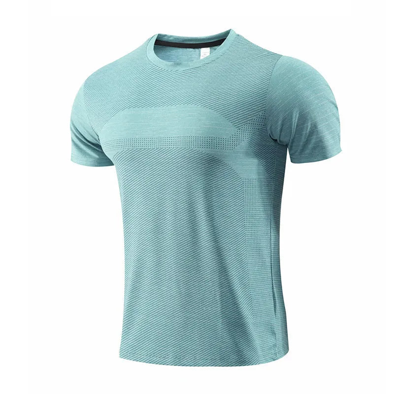 Short sleeved red running t-shirt for sports, made from polyester spandex fabric.