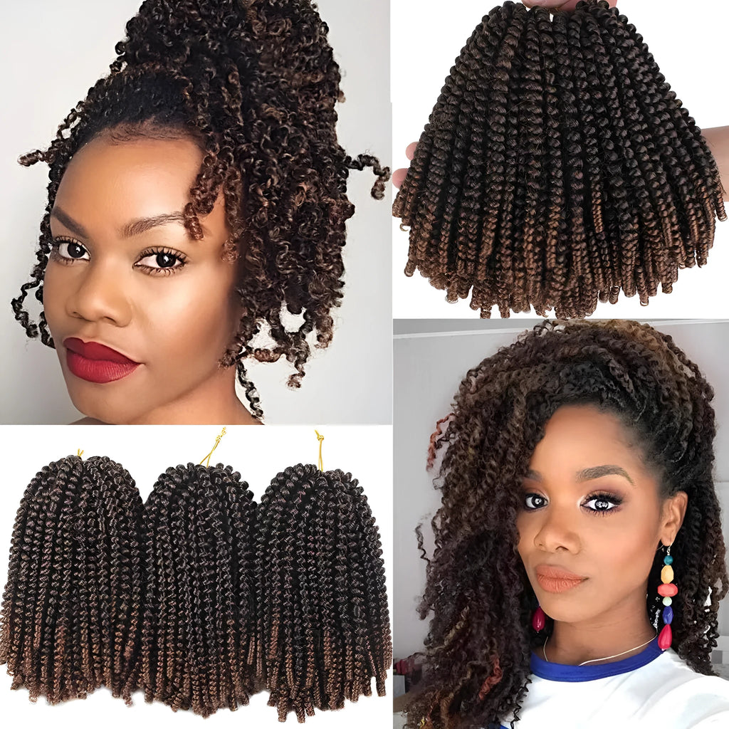 110g chemical fibre hair extensions in 8 inch length with four colour swatches 1B black 27 brown 30 brown and 350 ombre