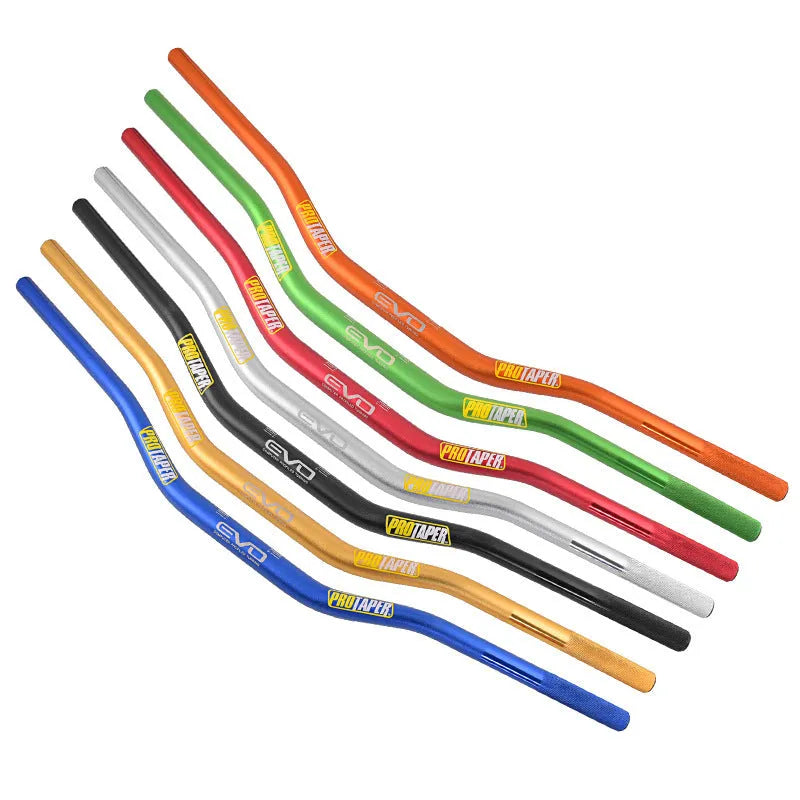 Scrambling motorcycle handlebar with orange EVO handle, aluminium alloy construction, 28mm diameter